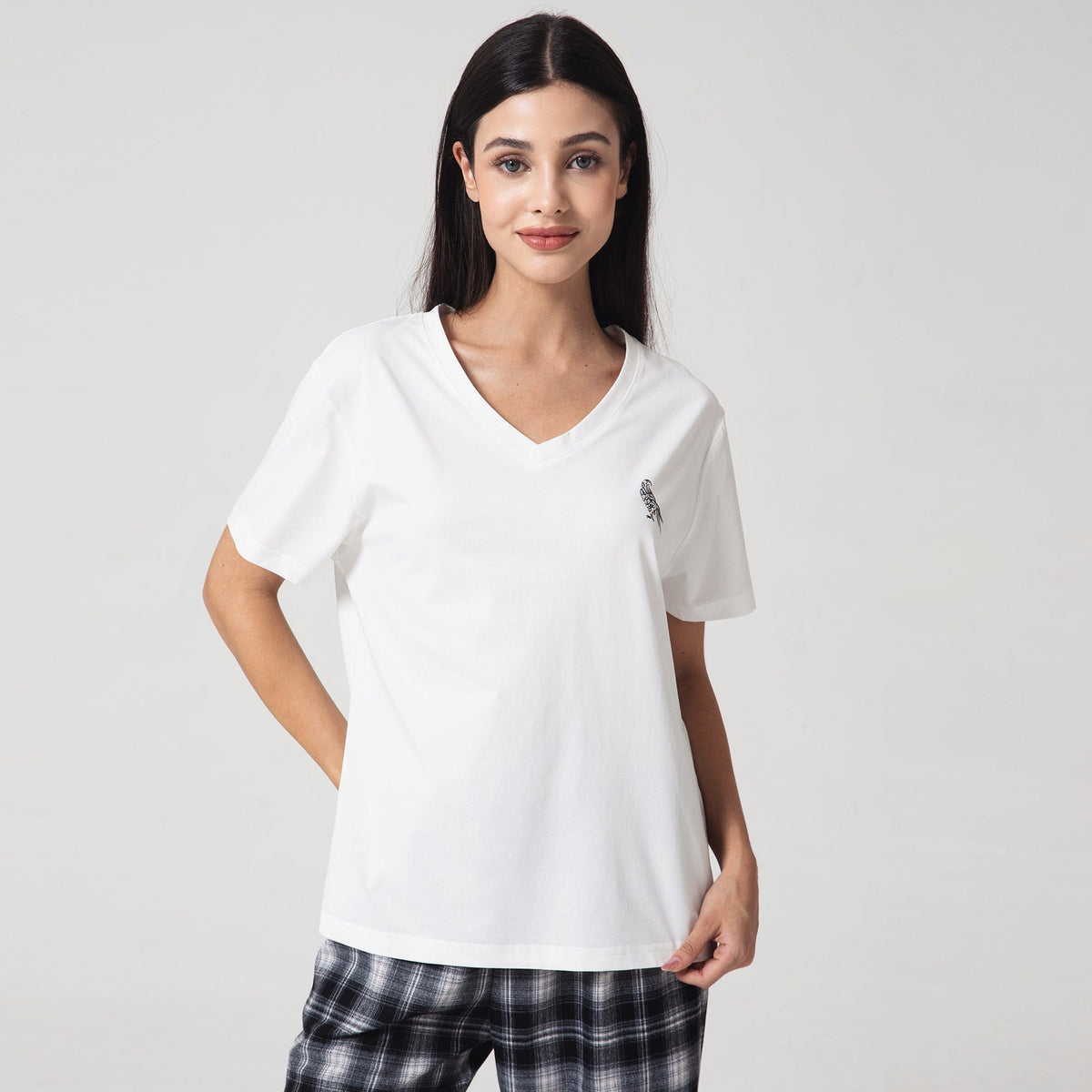 White Printed Casual T.Shirt for Women Image