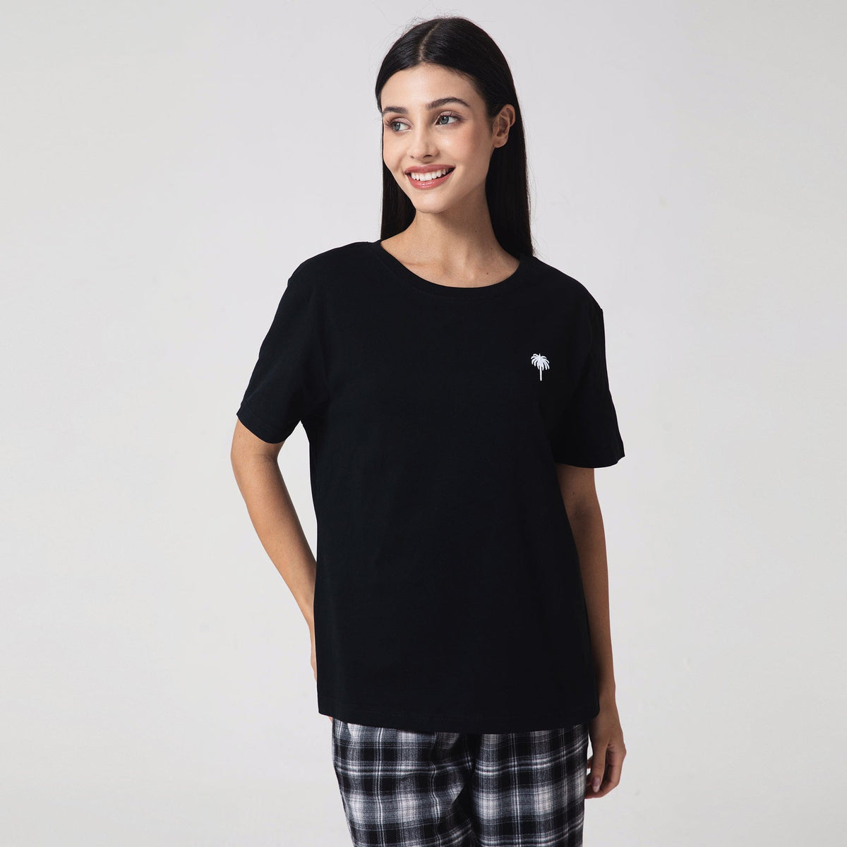 Black Printed Casual T.Shirt for Women Image
