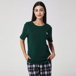 Green Printed Casual T.Shirt for Women Image