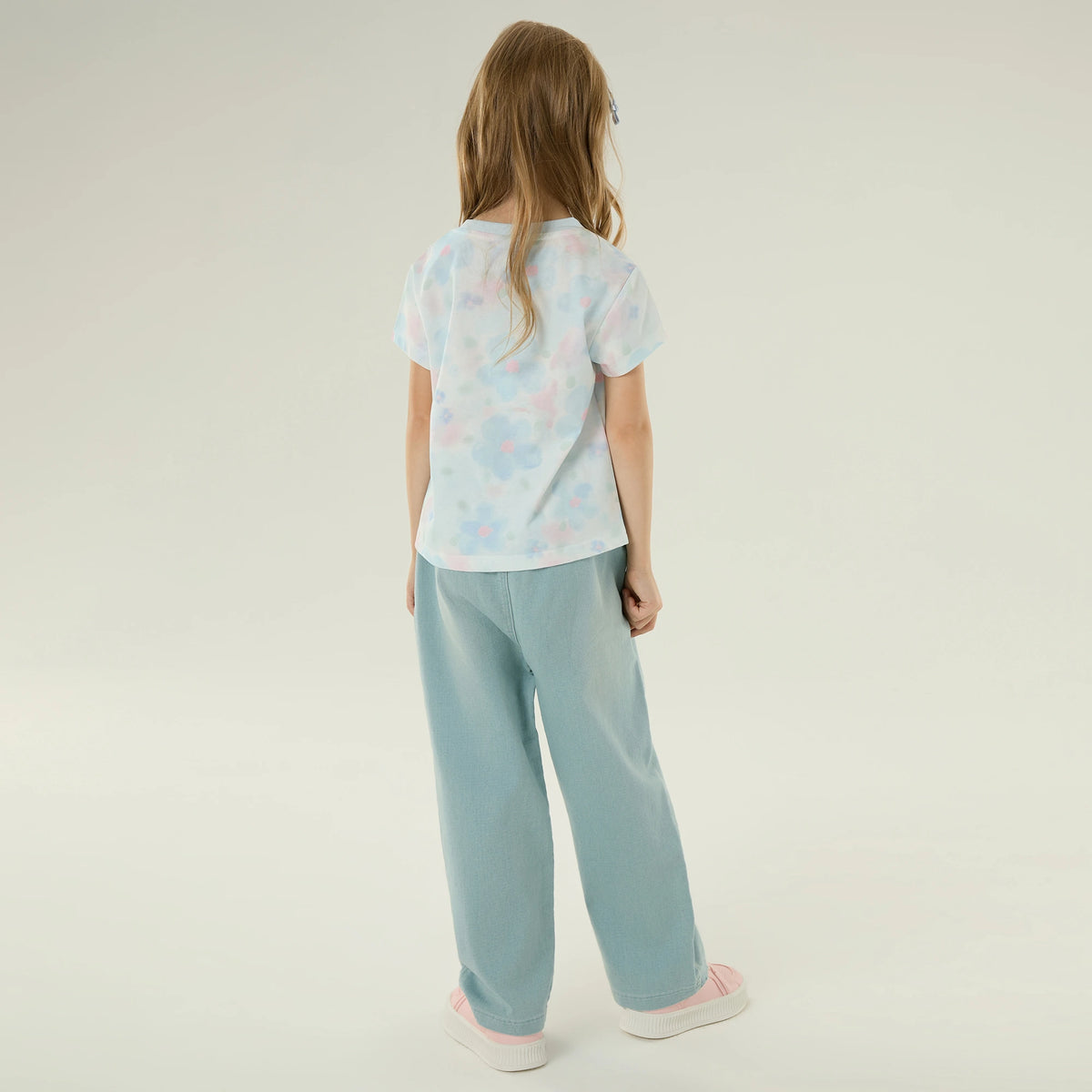 تيشيرت كاجوال مزين بنمط الزهور للبنات