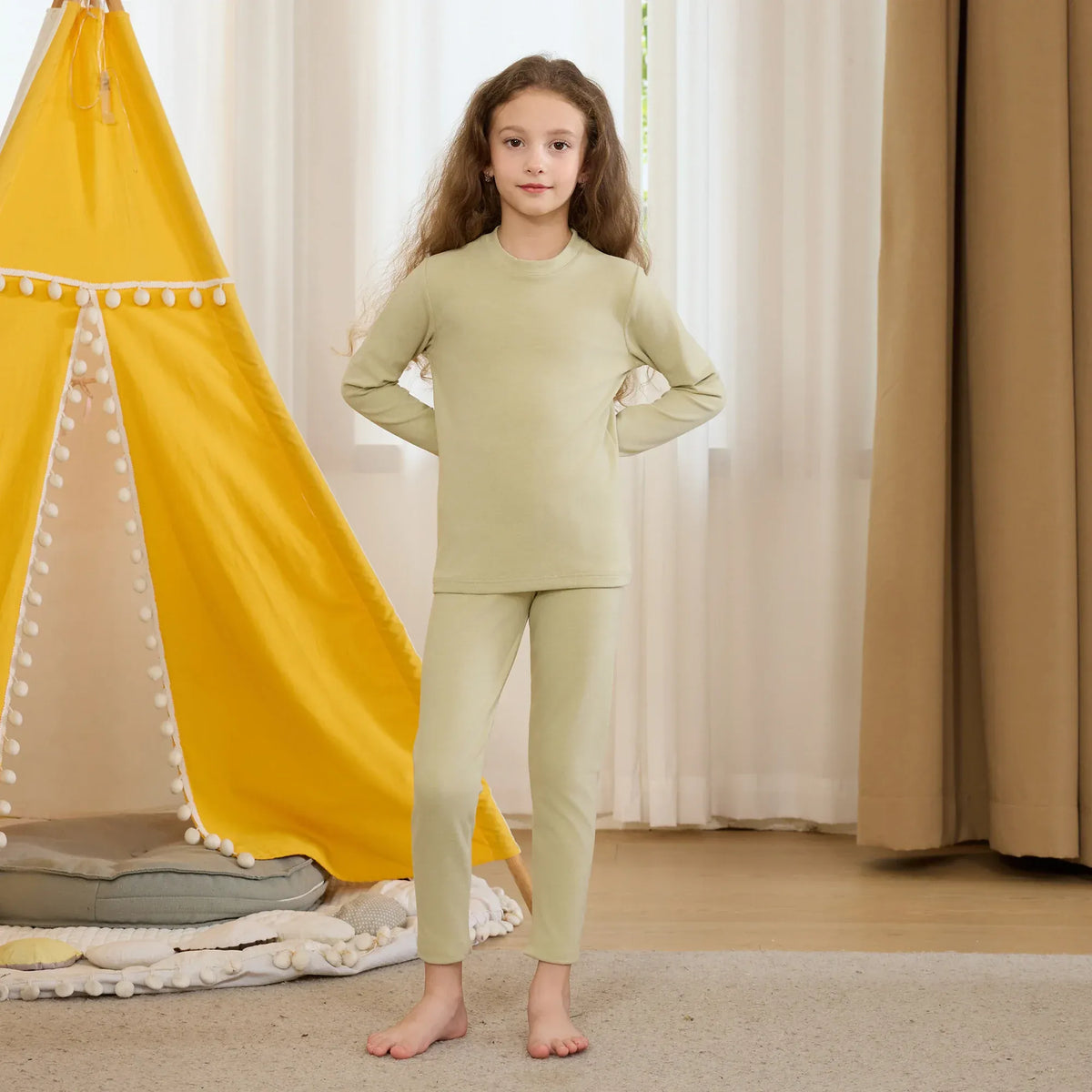 Bean Green Solid Thermal Set-2Pc for Girls Image