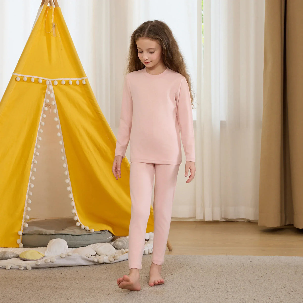 Light Pink Solid Thermal Set-2Pc for Girls Image