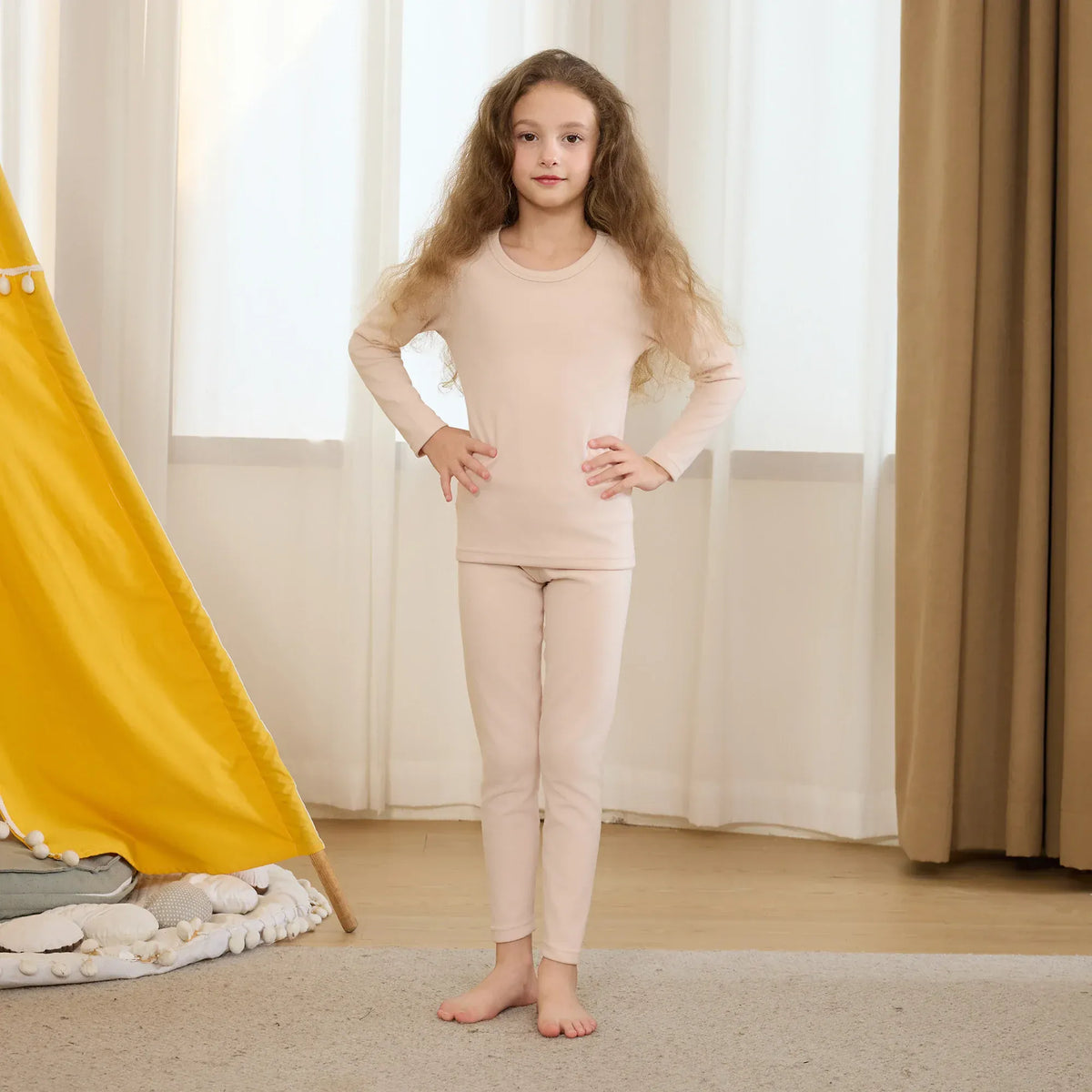 Light Pink Plain Thermal Set-2Pc for Girls Image