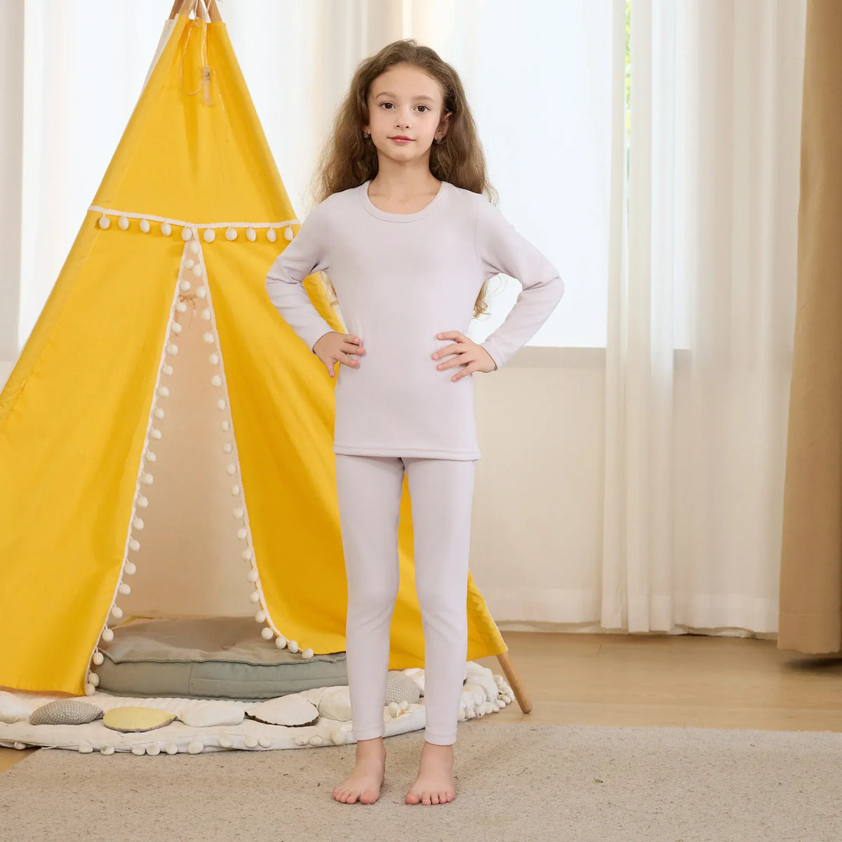 Light Purple Plain Thermal Set-2Pc for Girls Image