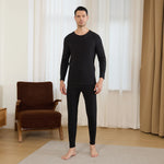 Black Plain Thermal Set-2Pc for Men Image