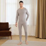Light Grey Plain Thermal Set-2Pc for Men Image