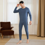 Navy Plain Thermal Set-2Pc for Men Image