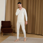 Off White Plain Thermal Set-2Pc for Men Image