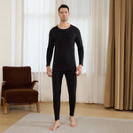 Black Plain Thermal Set-2Pc for Men Image