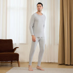 Grey Plain Thermal Set-2Pc for Men Image