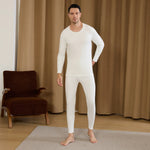 Off White Plain Thermal Set-2Pc for Men Image
