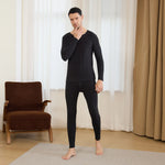 Black Plain Thermal Set-2Pc for Men Image