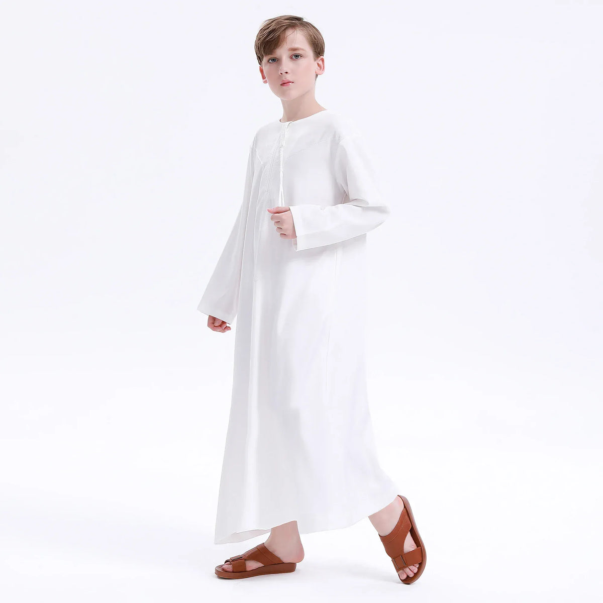 Off White Embroidery Thoub for Boys Image