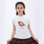 White Printed Casual Vest for Girls Image