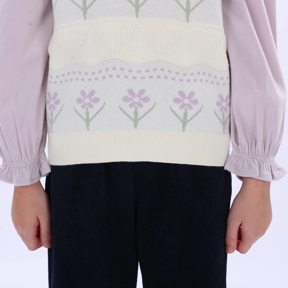 Casual Floral Waistcoat for Girls Image