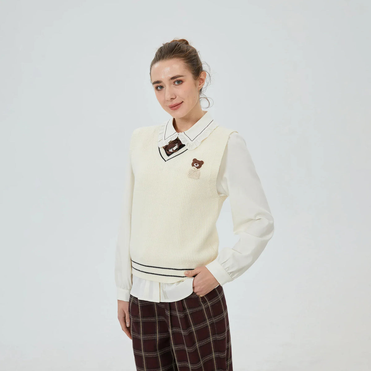 Off White Embroidery Waistcoat for Women Image