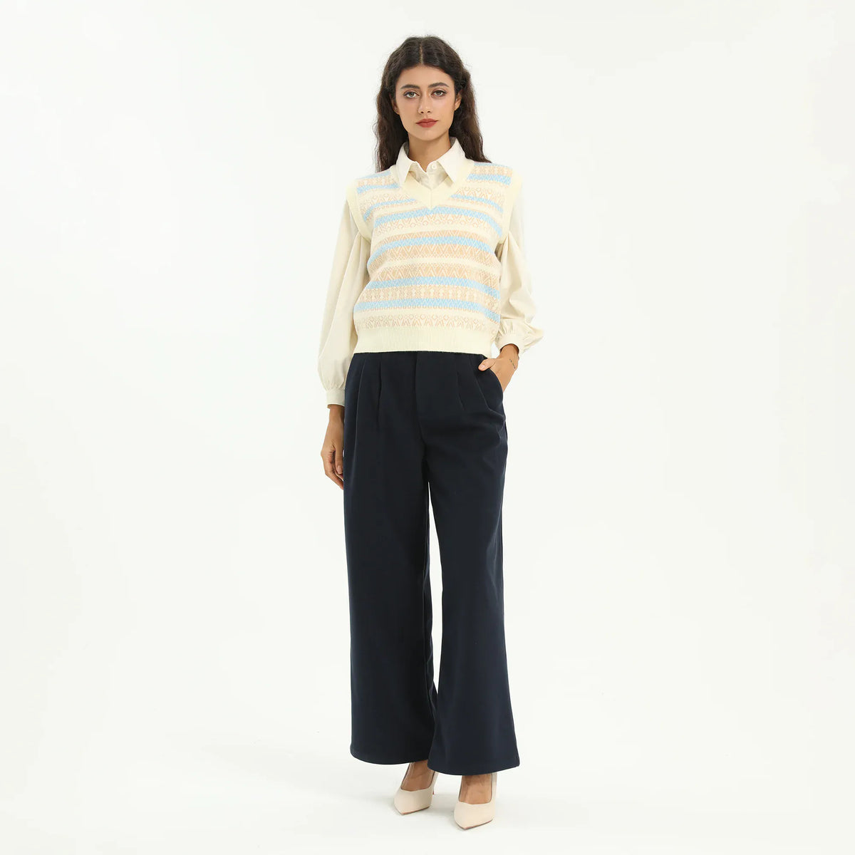 Elegant Striped Waistcoat for Women Image