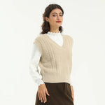 Beige Elegant Jacquard Waistcoat for Women Image