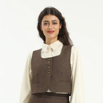 Coffee Elegant Solid Waistcoat for Women Image