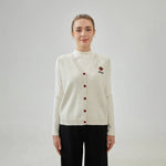 Beige Grey Embroidery Regular Sleevless Waistcoat with V-Neck for Women Image