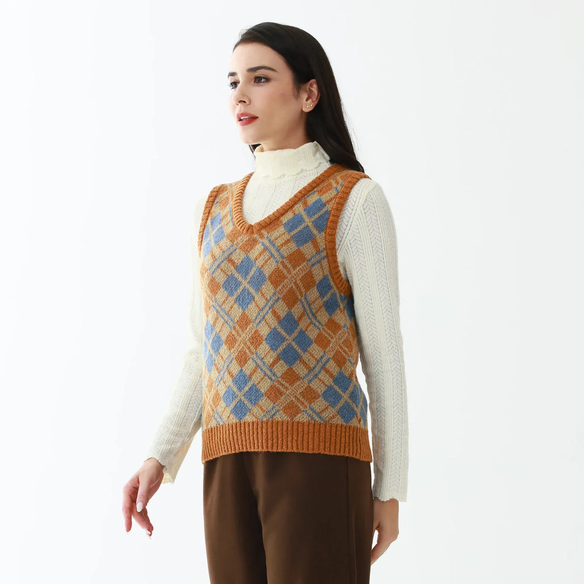 Elegant Checked Waistcoat for Women Image