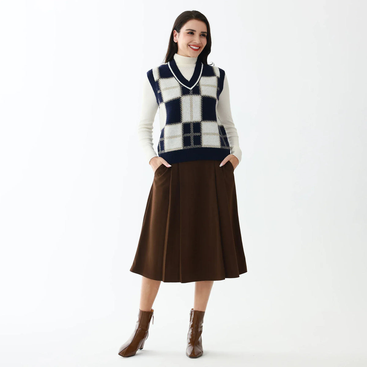 Elegant Checked Waistcoat for Women Image