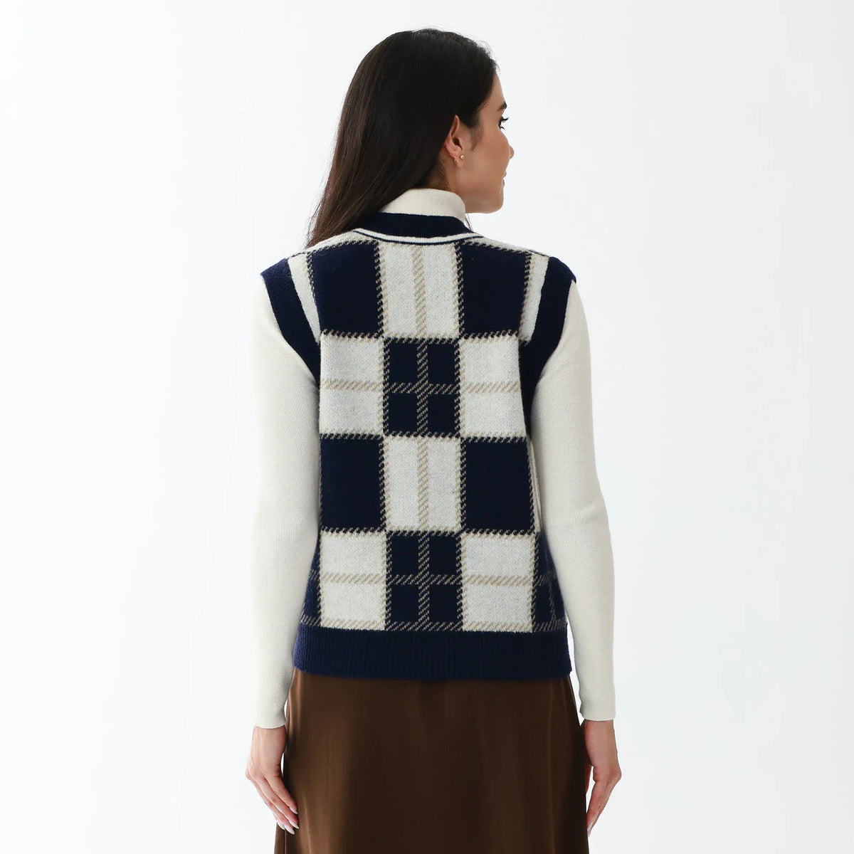 Elegant Checked Waistcoat for Women Image