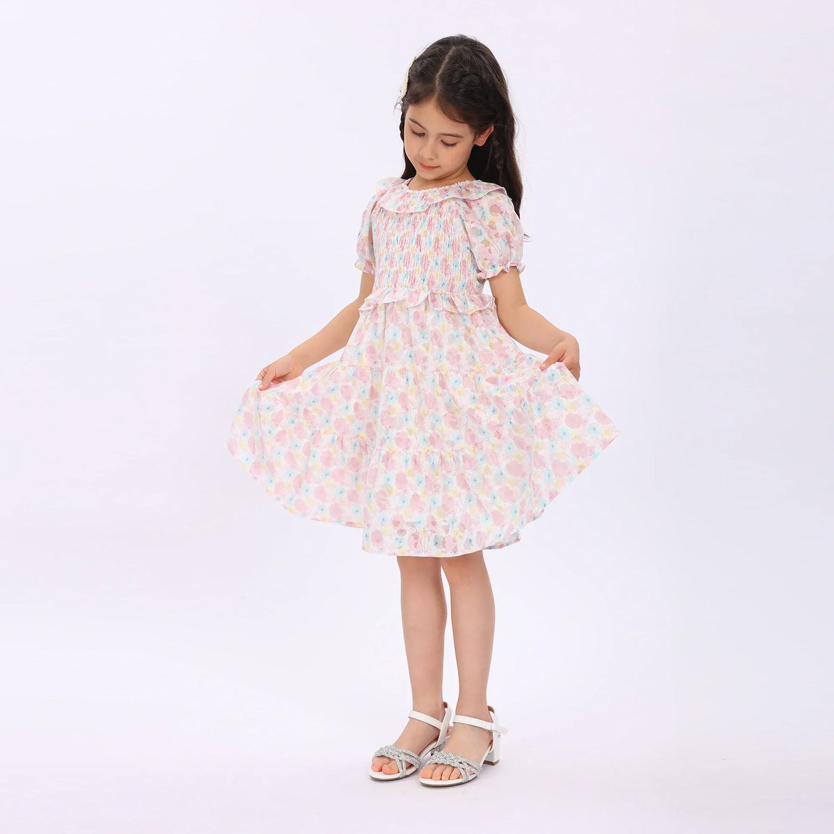 Pink Floral Dress for Girls Image