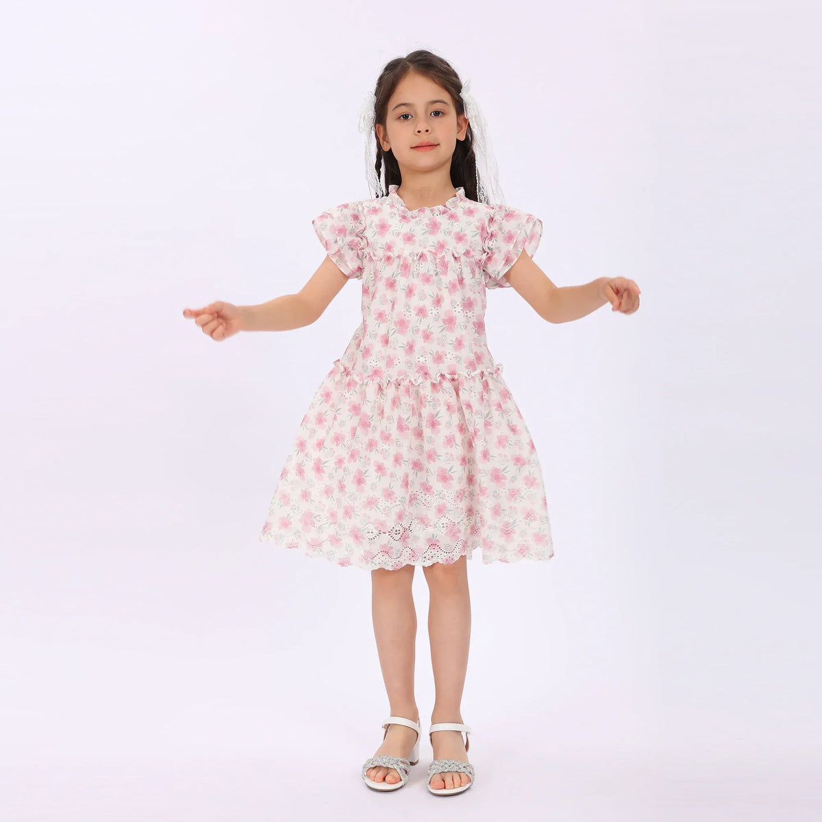 Pink Floral Dress for Girls Image
