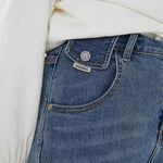 بنطال جينز بخصر مطاطى وزر إغلاق للنساء