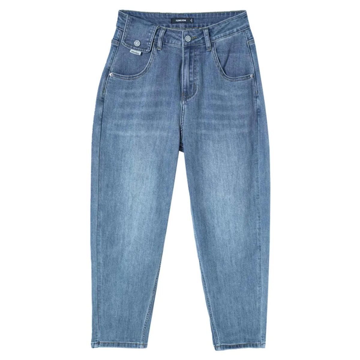 بنطال جينز بخصر مطاطى وزر إغلاق للنساء