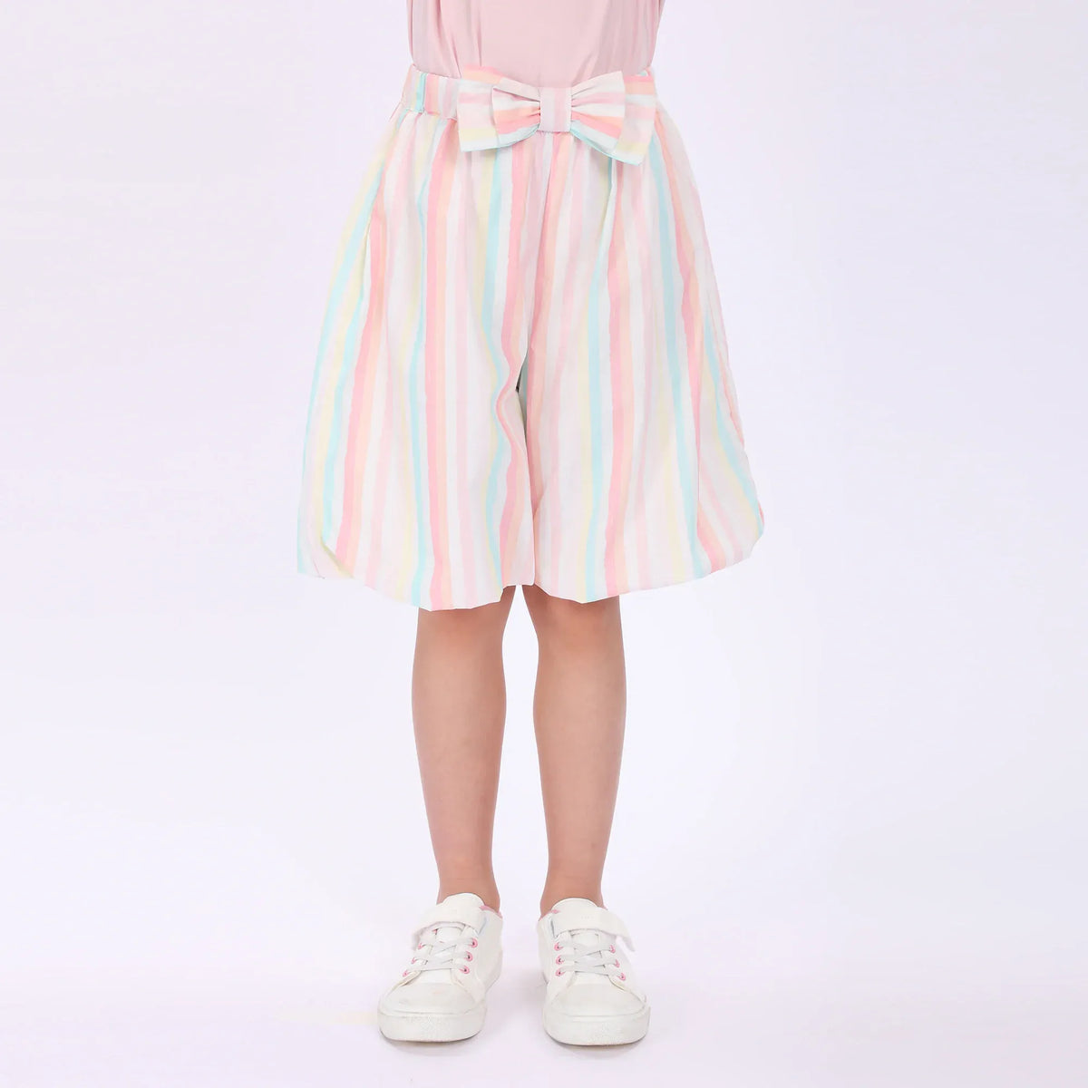 Pink Striped Shorts for Girls Image