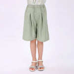 Bean Green Plain Shorts for Girls Image