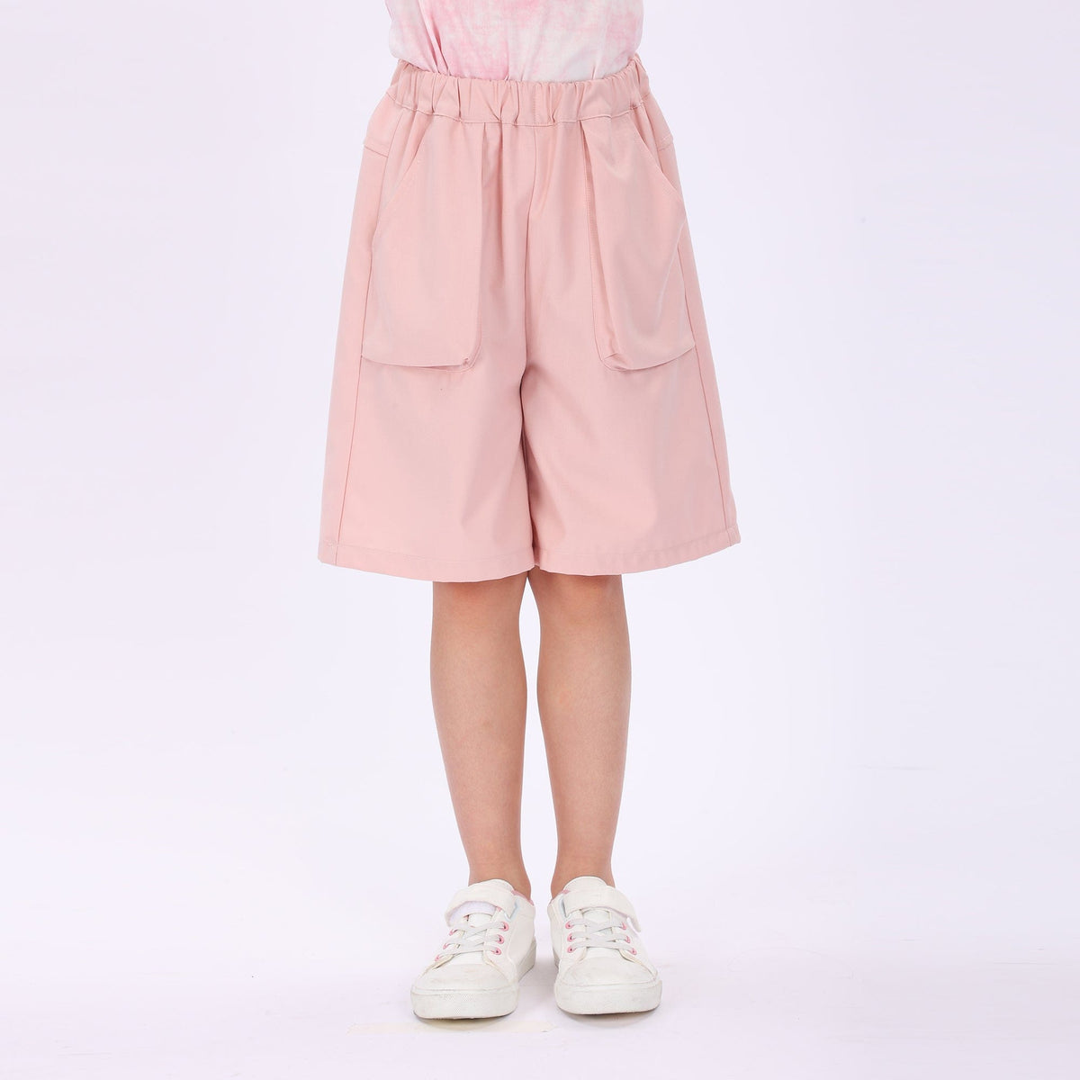 Pink Plain Shorts for Girls Image