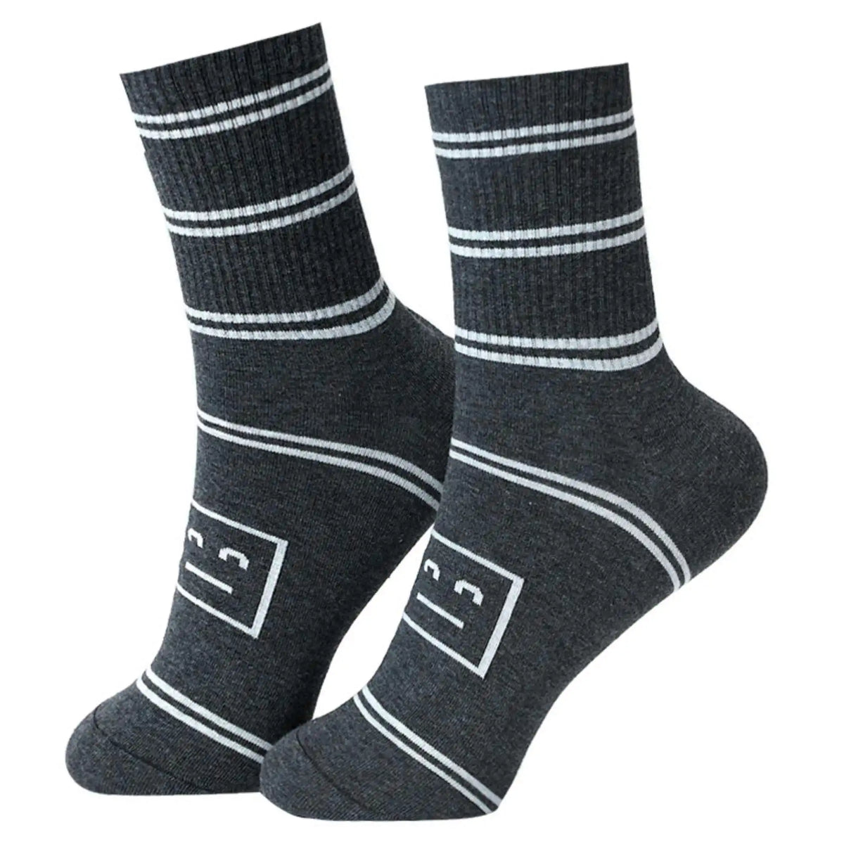 Free Dark Gray Striped high Socks for Men Image