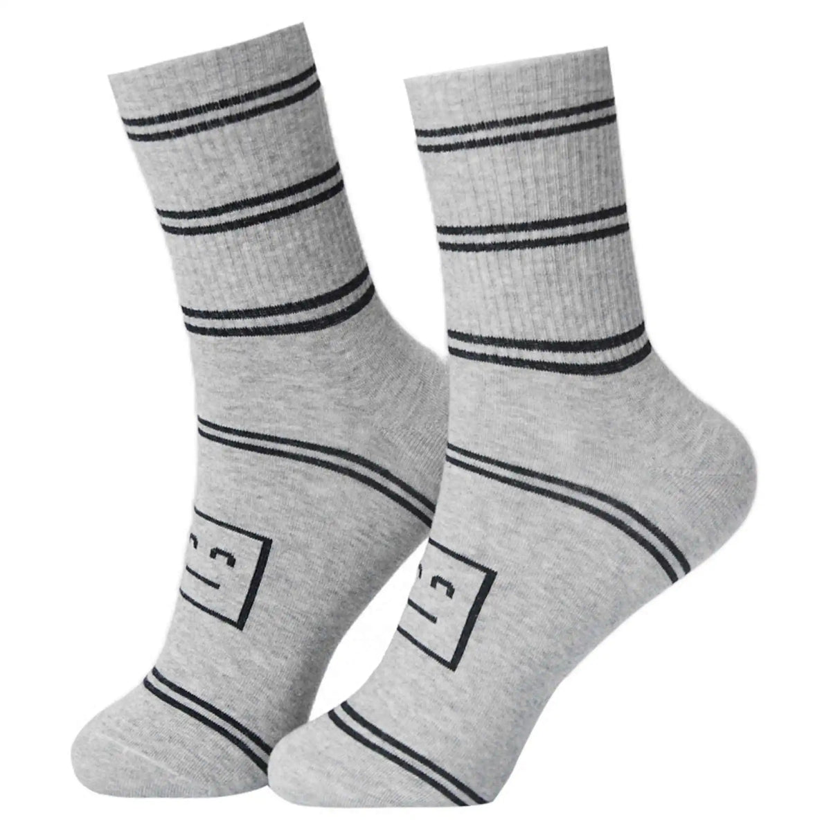 Free Light Gray Striped high Socks for Men Image