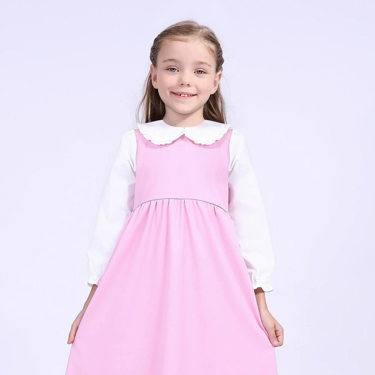 34S | 4-5 Y Pink 34S | 4-5 Y,87,62,36,61 Color-Blocked School Dress For Girls Image