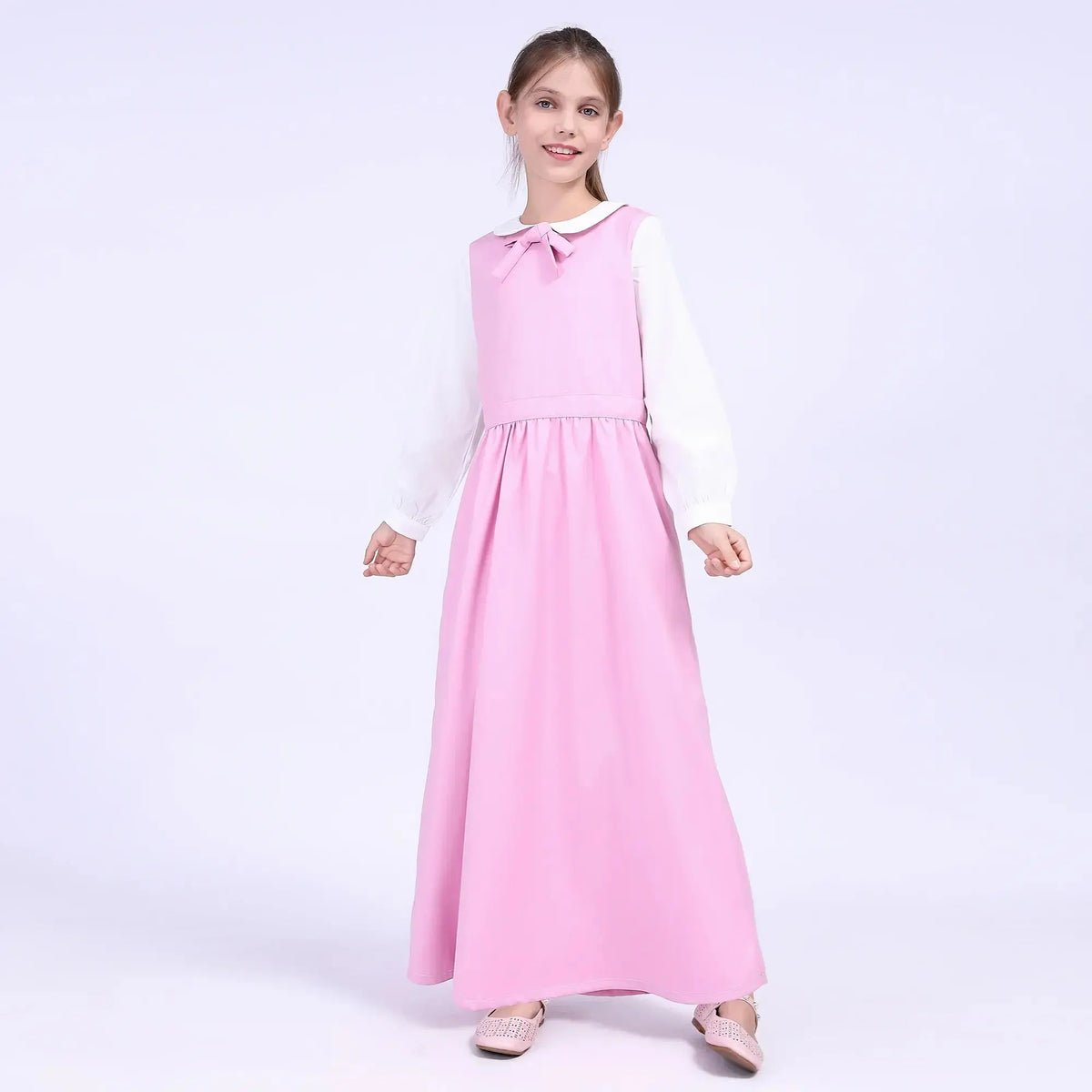 44S | 9-10 Y Pink 44S | 9-10 Y,112,82,45,74 Color-Blocked School Dress For Girls Image
