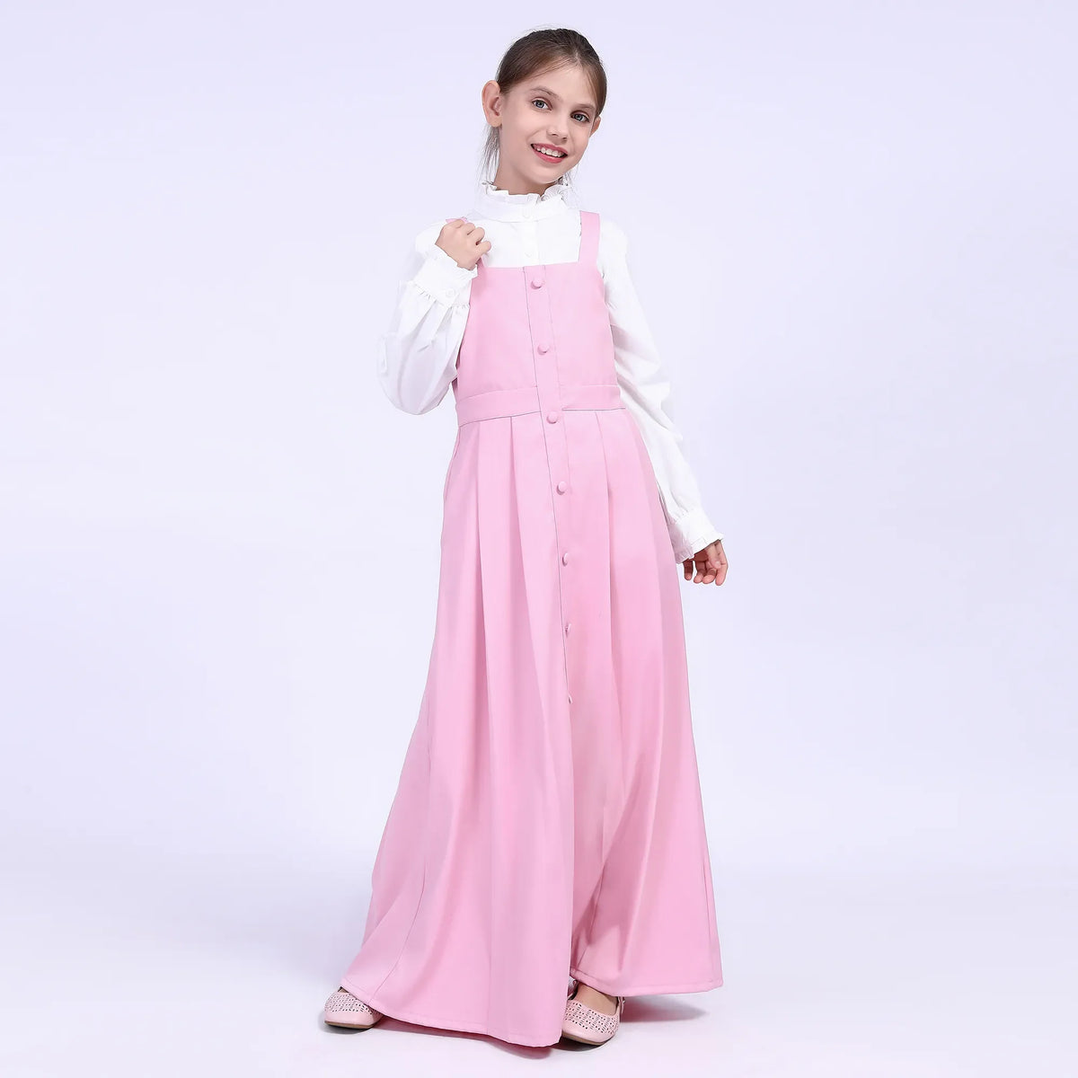 44M | 9-10 Y Light Pink 44M | 9-10 Y,112,82,-,75 Plain School Dress For Girls Image