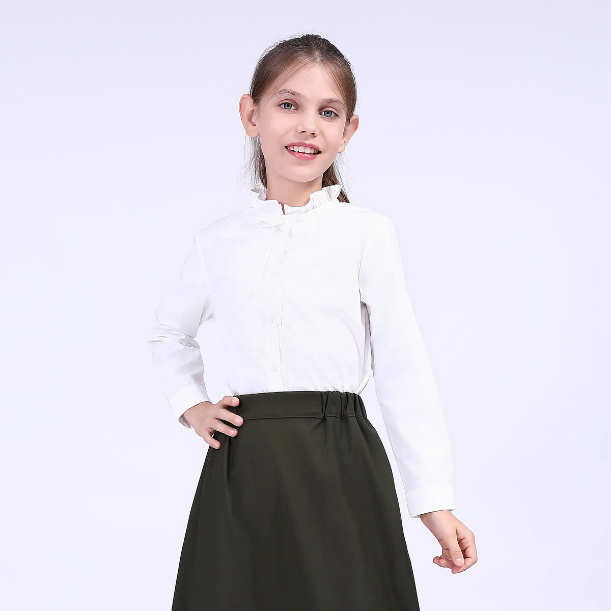 S | 12-13 Y White S | 12-13 Y,55,80,45,- Plain School Shirt For Girls Image