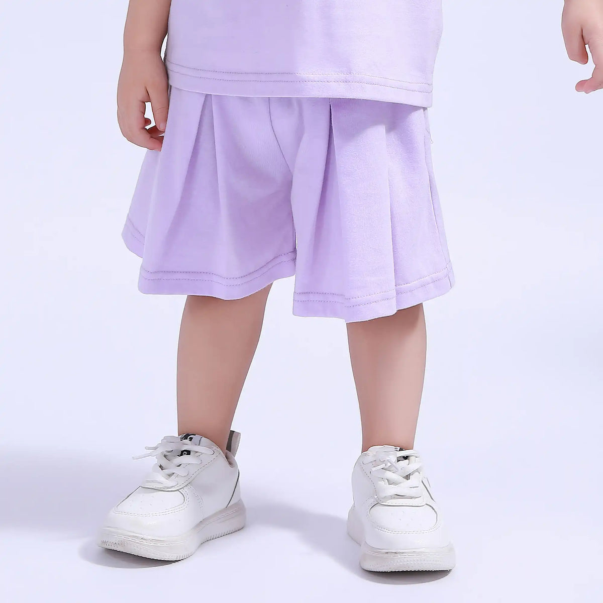 Light Purple Baggy Sport Basic Shorts For Baby Girl Image