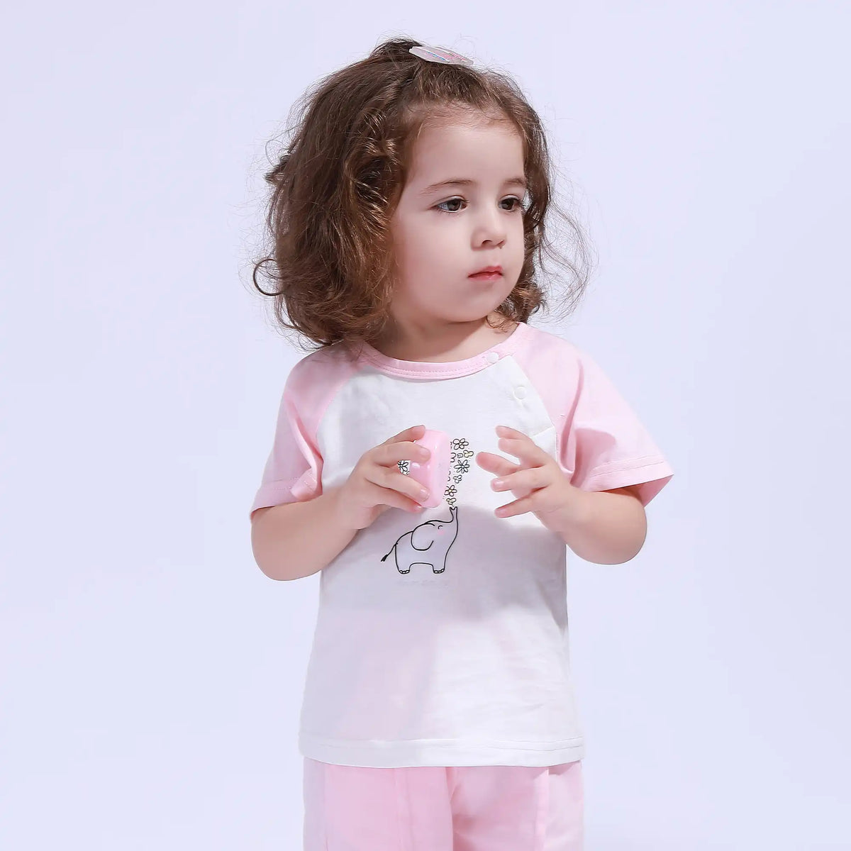 Light Pink Printed Sport Basic T.Shirt For Baby Girl Image