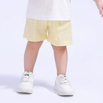 Light Yellow Baggy Sport Basic Shorts For Baby Girl Image