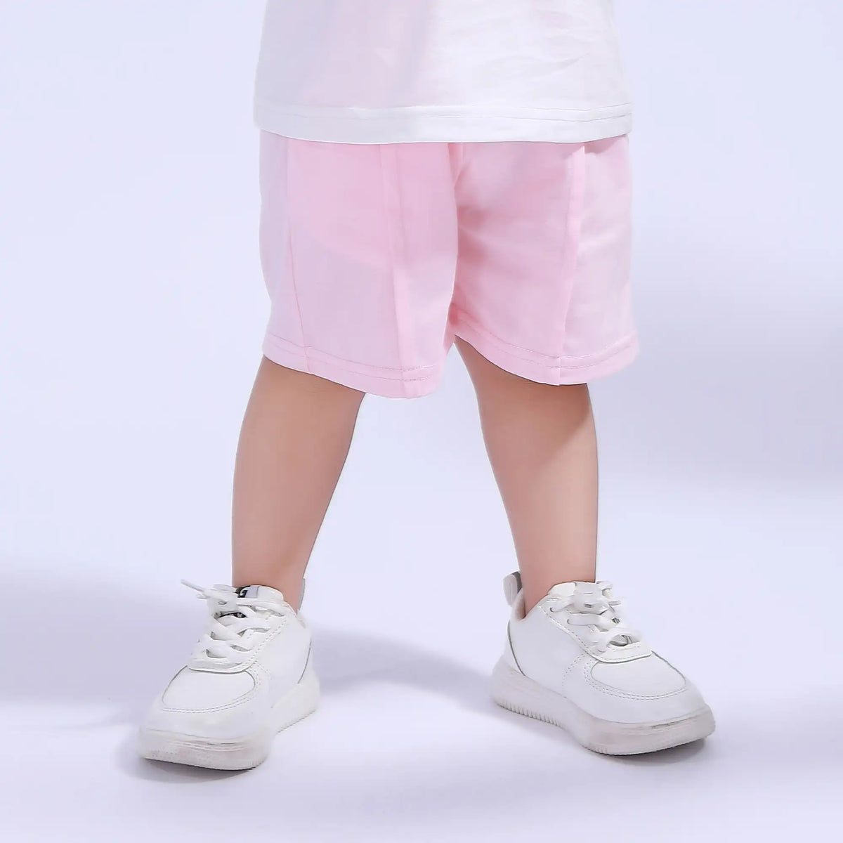 Light Pink Ankle-Tied Sport Basic Shorts For Baby Girl Image