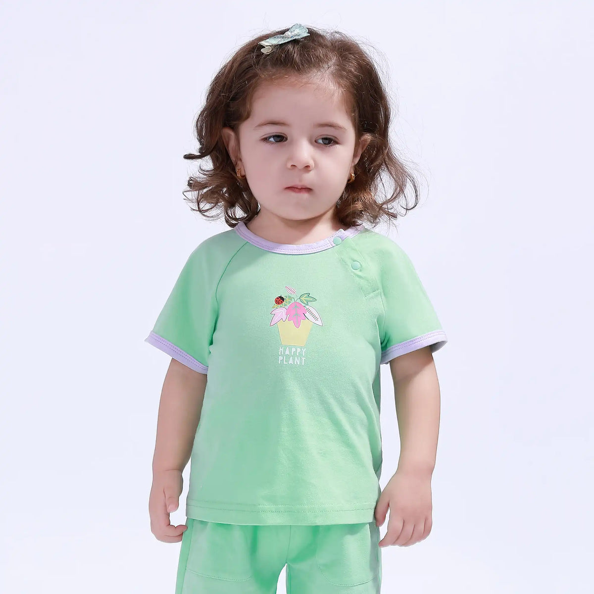 Lake Green Floral Sport Basic T.Shirt For Baby Girl Image