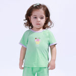 Lake Green Floral Sport Basic T.Shirt For Baby Girl Image