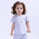 Light Blue Floral Sport Basic T.Shirt For Baby Girl Image