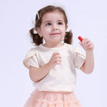 Light Beige Plain Basic T.Shirt For Baby Girl Image