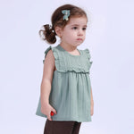Green Jacquard Basic Blouse For Baby Girl Image