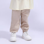 Khaki Ankle-Tied Basic Pants For Baby Girl Image